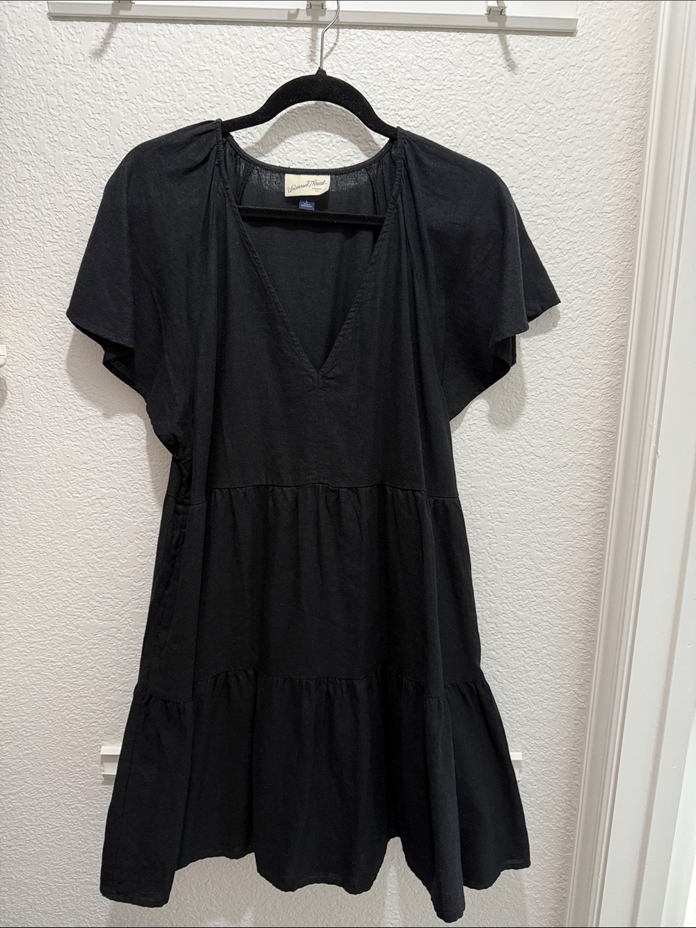 Universal Thread Black V-Neck Tiered Mini Dress